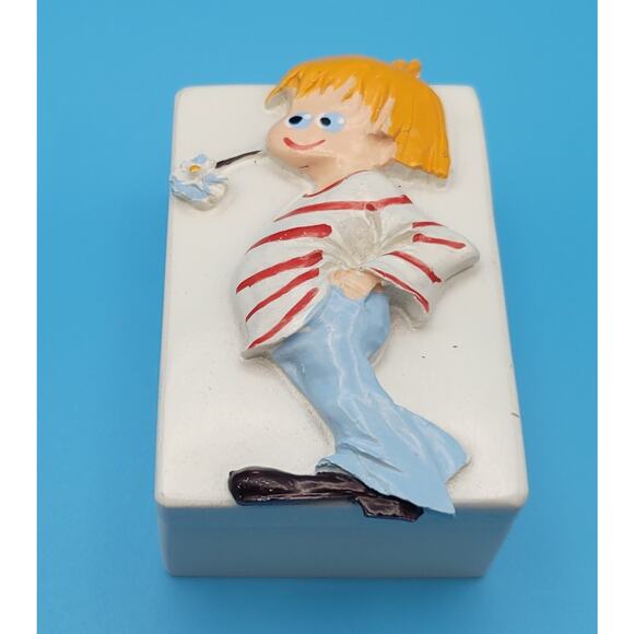 Vintage Lisolachenonce Italian Hand Painted Rare Whimsical Ceramic Trinket Box - Picture 16 of 16